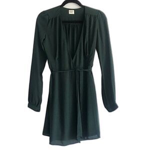 Aritzia Sunday Best Long Sleeve Forest Green Wrap Mini Dress Size 2
